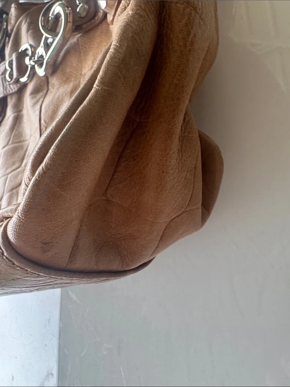 b. makowsky Cognac Leather Hobo with Silver Hardware